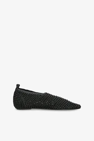 Totême Womens Woven-Texture Leather Ballet Flats