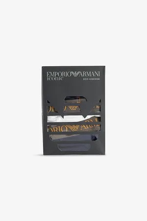 Emporio Armani Mens Iconic Branded Pack Of Two Stretch-Woven Trunks