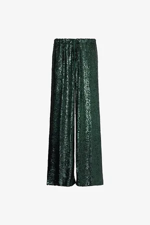 DRIES VAN NOTEN Womens Sequin-Embellished Wide-Leg Woven Trousers