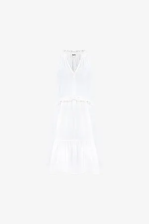 Ro&Zo Womens Sleeveless Ruffle-Trim Cotton Mini Dress