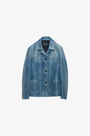 Prada Womens Logo-Embroidered Nappa-Leather Jacket