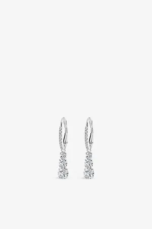 Swarovski Womens Attract Trilogy Brass and Crystal Hoop Earrings