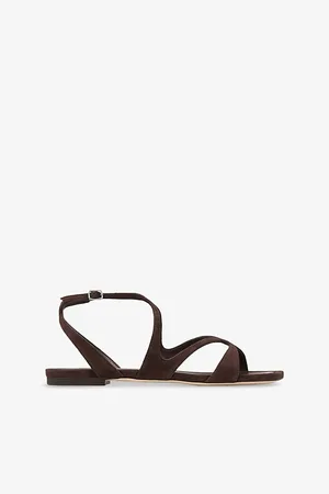 Jimmy Choo Womens Ayla Suede Flat Sandals