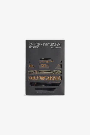 Emporio Armani Mens Iconic Branded Pack Of Two Stretch-Woven Trunks