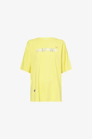 Acne Studios Womens Frayed-Logo Short-Sleeve Cotton-Jersey T-Shirt