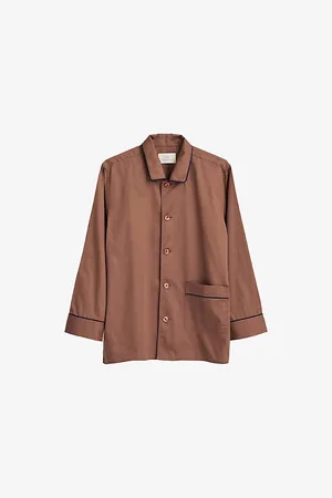 Hay Womens Outline Contrast-Piping Cotton Pyjama Shirt