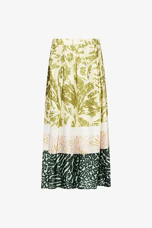 DRIES VAN NOTEN Womens Abstract-Print Pleated Woven Maxi Skirt