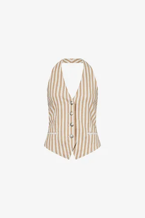 RAG&BONE Womens Ethel Stripe Linen-Blend Vest