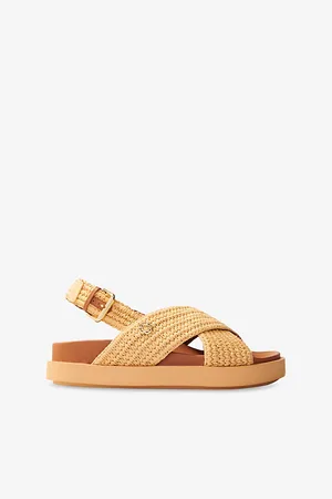 Maje Womens Raffia-Effect Flat Sandals