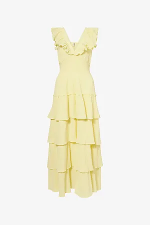 Pretty Lavish Womens Opal Ruffle Cotton Maxi Dress