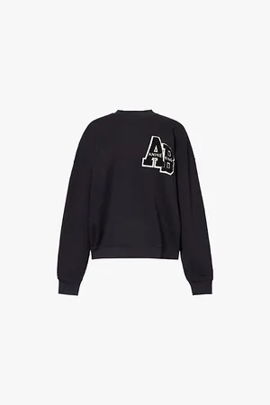 ANINE BING Womens Miles Branded Cotton-Jersey Sweatshirt