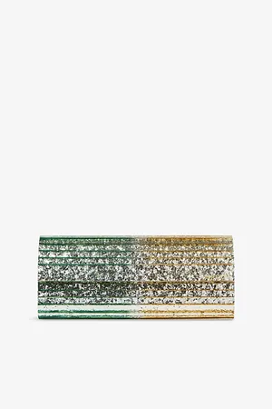 Jimmy Choo Womens Sweetie Metallic Dégradé Glitter Plexi Clutch Bag