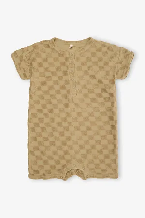 Organic Zoo Dusky Checkerboard-Print Cotton-Terry Beach Romper 0-36 Months