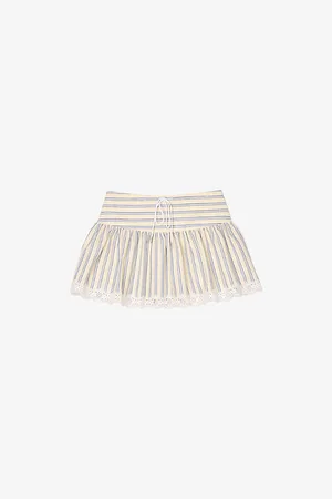 Sandro Womens Tie-Waist Striped Cotton and Linen-Blend Skort