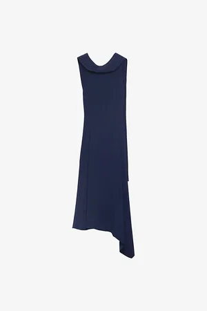 Prada Womens Asymmetrical Satin-Crepe Midi Dress