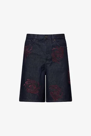 DRIES VAN NOTEN Mens Embroidered Relaxed-Fit Denim Shorts