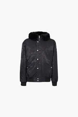 Moose Knuckles Mens Denali Faux-Fur Trim Padded Faille Jacket