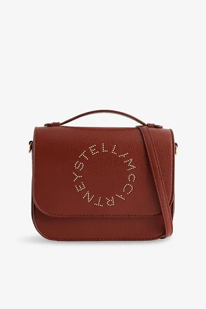 Stella McCartney Womens Logo Flap Faux-Leather Shoulder Bag
