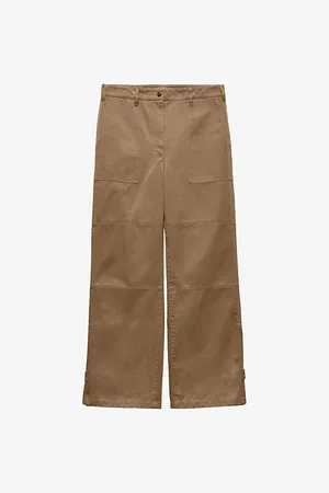 Prada Womens High-Rise Wide-Leg Cotton Chino Trousers