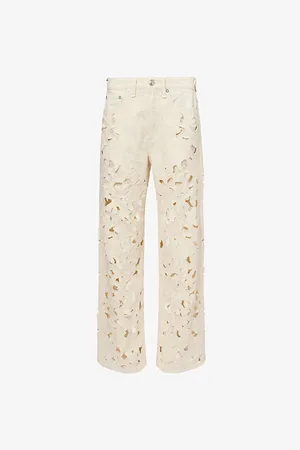 RAG&BONE Womens Logan Floral Cut-Out Wide-Leg Denim Jeans