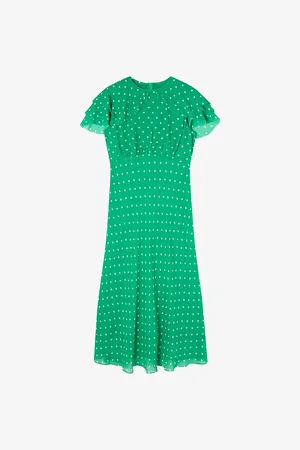 LK Bennett Womens Ellen Petite Polka-Dot Short-Sleeve Woven Midi Dress