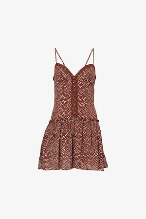 Reformation Womens Citrus Polka-Dot Woven Mini Dress