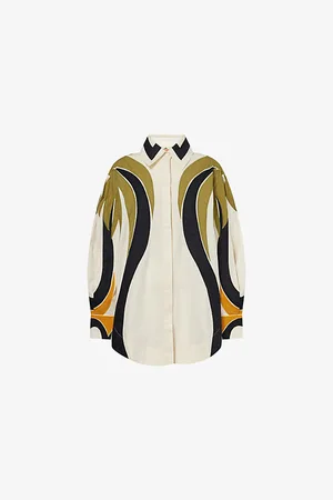 Farm Rio Womens Pleated Long-Sleeve Panelled Cotton Blouse