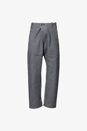 11 BY BORIS BIDJAN SABERI Mens Asymmetric Formal Tapered-Leg Cotton-Blend Trousers