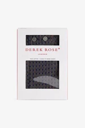 DEREK ROSE Mens Printed Mid-Rise Cotton-Poplin Boxer Shorts