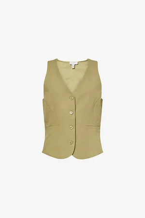 Pretty Lavish Womens Thali Racer Cotton-Blend Waistcoat