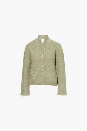 Barrie Womens Button-Down Cashmere Tweed Jacket