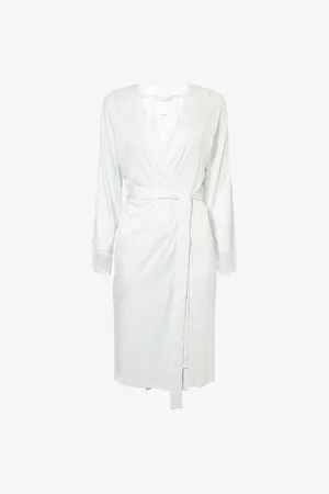 Hanro Womens Lace-Trim Jersey Robe