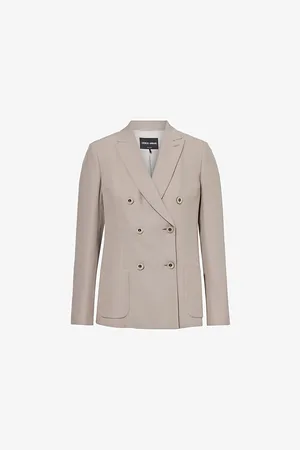 Giorgio Armani Womens Double-Breasted Peak-Lapels Slim-Fit Silk Blazer