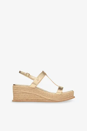 Jimmy Choo Womens Theia 60 Metallic-Leather Wedge Heeled Sandals