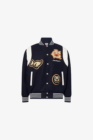 ICECREAM Mens Collegiate Patch Brushed-Fleece Varsity Jacket