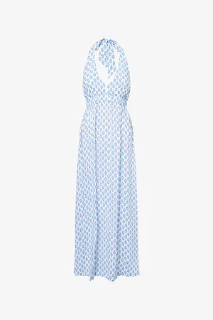 Heidi Klein Womens La Croissette Halterneck Woven Maxi Dress