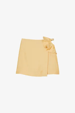 Sandro Womens Ruffle-Detail Wrap Linen-Blend Mini Skirt