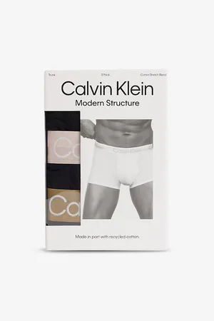 Calvin Klein Mens Modern Structure Mid-Rise Pack Of Three Recycled-Blend Stretch-Jersey Boxers