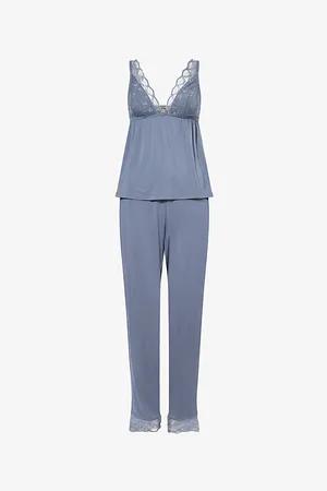 Eberjey Womens Georgina Lace-Trim Stretch-Jersey Pyjamas