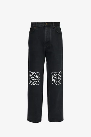 Loewe Mens Anagram-Embellished Straight-Leg Jeans