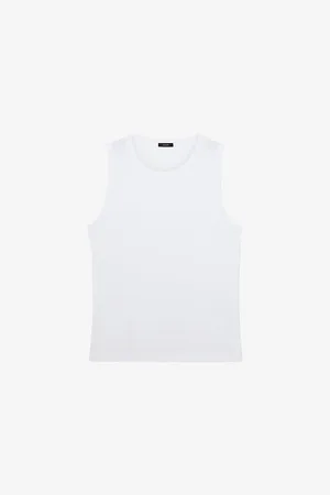 Joseph Womens The Jersey Rib Round-Neck Stretch-Cotton Tank Top