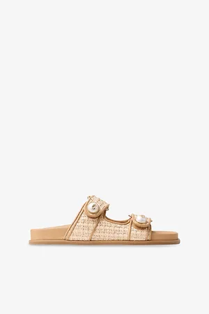 Jimmy Choo Womens Fayence Raffia Flat Sandals