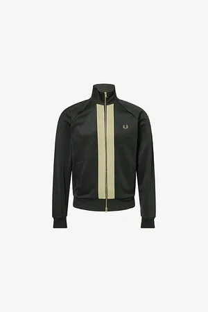 Fred Perry Mens Chenille Tape Raglan-Sleeves Woven Track Jacket