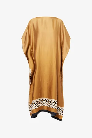 Max Mara Womens Graphic-Print Relaxed-Fit Satin Kaftan