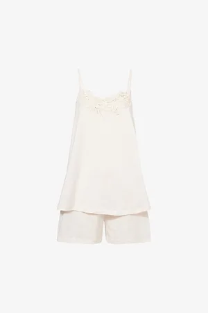 Hanro Womens Floral-Embroidered Cotton Short Pyjamas