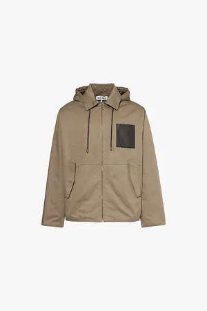 Loewe Mens Anagram-Patch Hooded Cotton Jacket