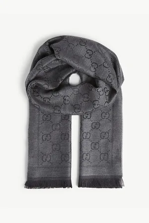 Gucci Womens Gg Pattern Wool Scarf