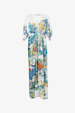 Mary Katrantzou Womens Taormina Floral Woven Kaftan Dress