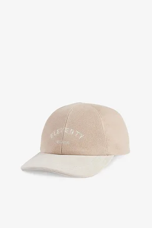 ELEVENTY Mens Leather-Peak Brand-Embroidery Cotton Baseball Cap