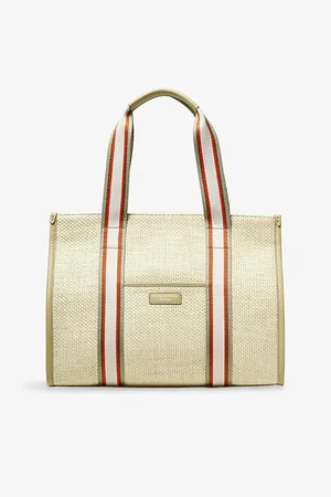 ASPINAL OF LONDON Womens Henley Raffia and Leather Tote Bag